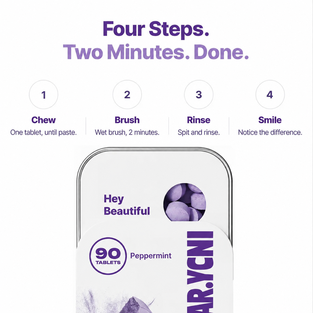Purple Toothpaste Tablets with Hydroxyapatite & PAP | Fluoride-Free, SLS-Free, Vegan