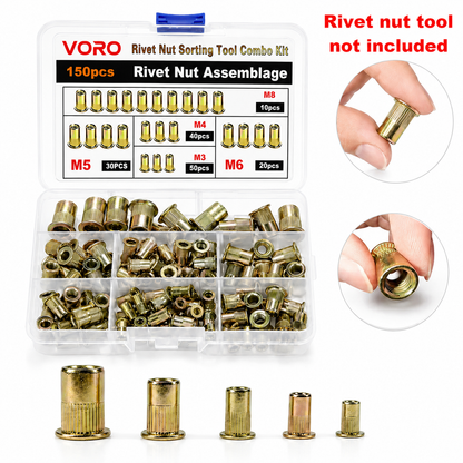 Remachadora Manual de Tuercas Remachables 77PCS, Kit de Remaches Roscados M3-M8, Juego de Cabezales para Insertos Roscados en Metal