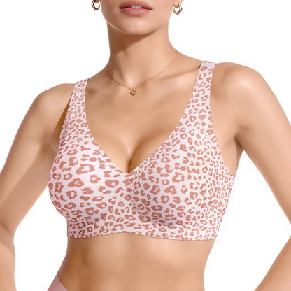 VORO Jelly Bra Polka Dots Deep V Seamless Bras Wireless Everyday T-shirt Bra Plunge with Wide Straps Comfort & Sexy