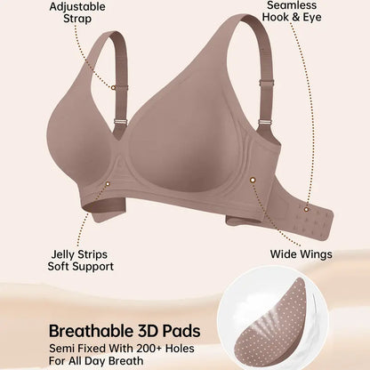 VORO Jelly Bra Polka Dots Deep V Seamless Bras Wireless Everyday T-shirt Bra Plunge with Wide Straps Comfort & Sexy