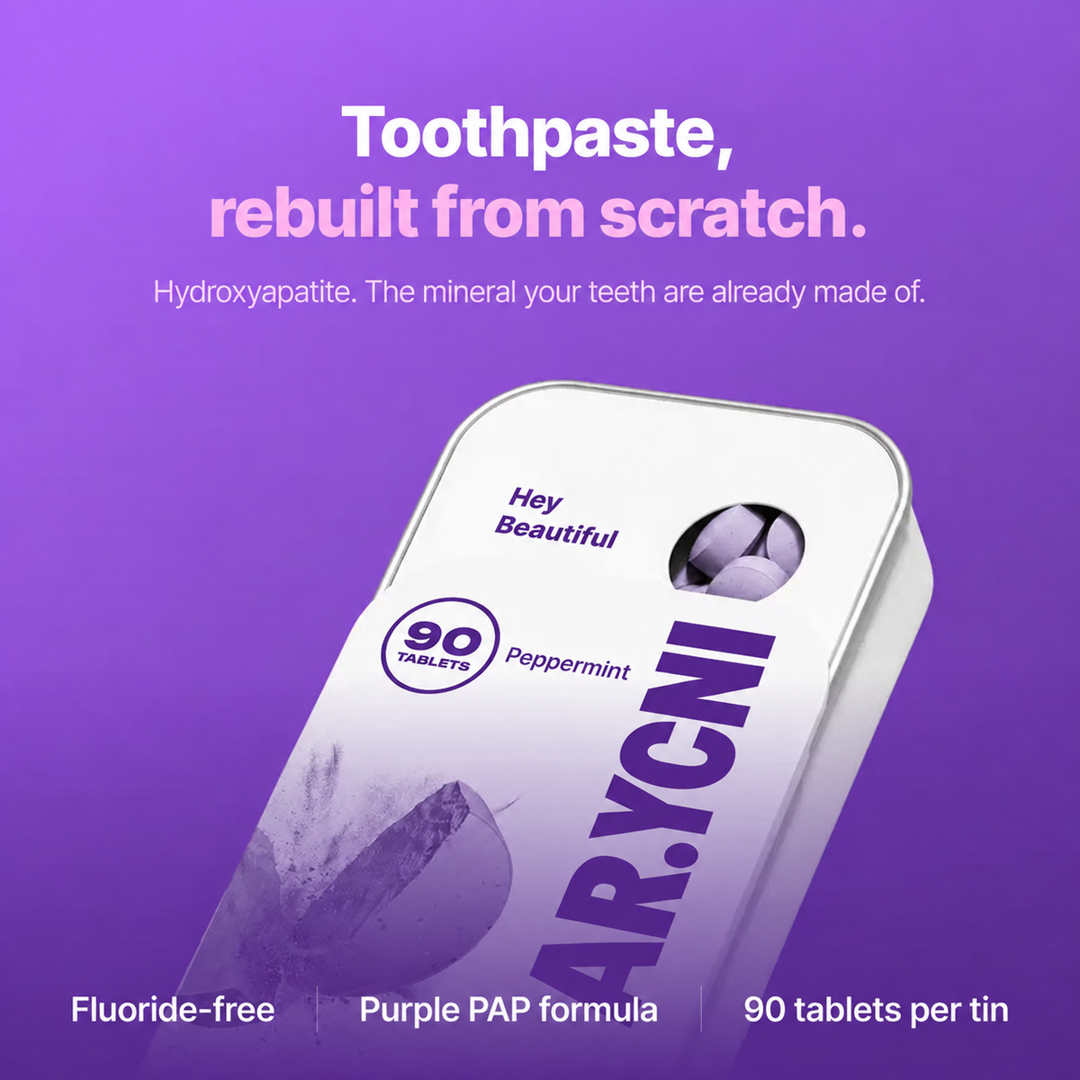 Purple Toothpaste Tablets with Hydroxyapatite & PAP | Fluoride-Free, SLS-Free, Vegan