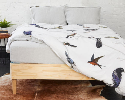 European Linen Duvet Cover Set | Fugle Print