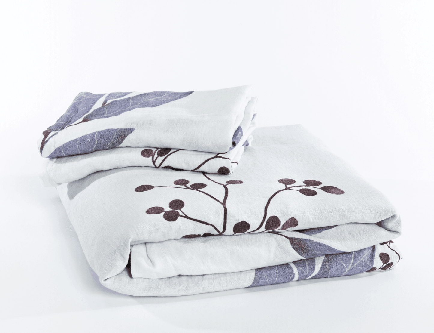 European Linen Duvet Cover Set | Blålig Print
