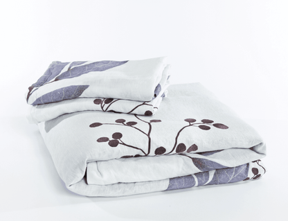 European Linen Duvet Cover Set | Blålig Print