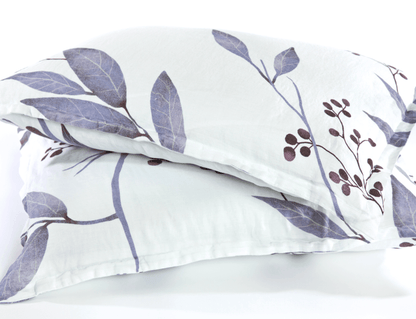 European Linen Duvet Cover Set | Blålig Print