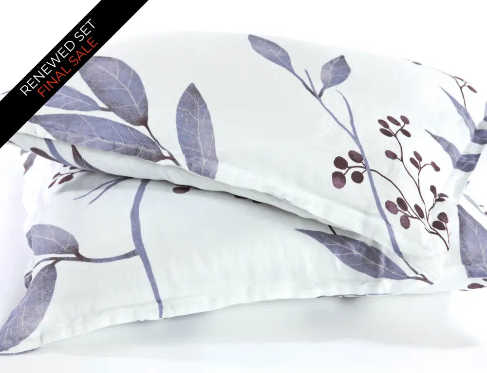 European Linen Duvet Cover Set | Blålig Print | Renewed