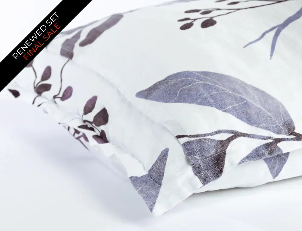 European Linen Duvet Cover Set | Blålig Print | Renewed