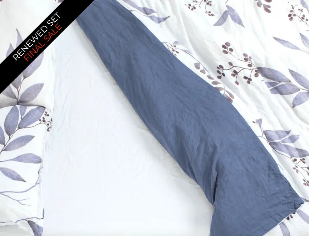 European Linen Duvet Cover Set | Blålig Print | Renewed