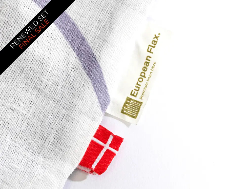 European Linen Duvet Cover Set | Blålig Print | Renewed