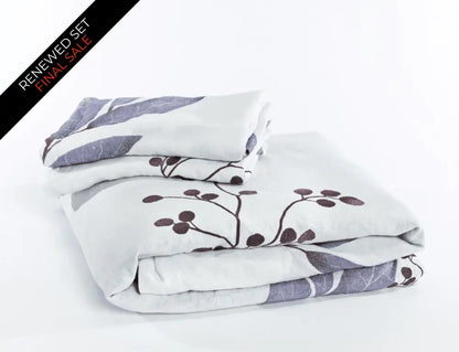 European Linen Duvet Cover Set | Blålig Print | Renewed