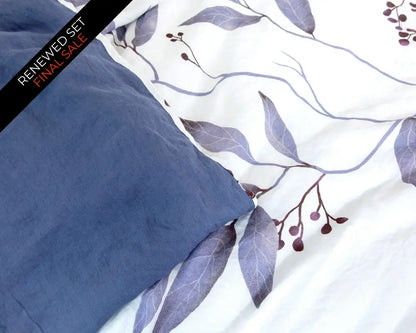 European Linen Duvet Cover Set | Blålig Print | Renewed