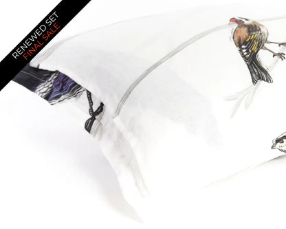 European Linen Duvet Cover Set | Fugle Print | Renewed