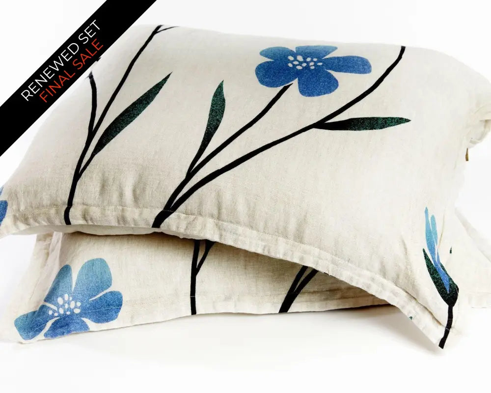 European Linen Duvet Cover Set | Hørblomst Print on Natural Linen | Renewed