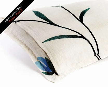 European Linen Duvet Cover Set | Hørblomst Print on Natural Linen | Renewed