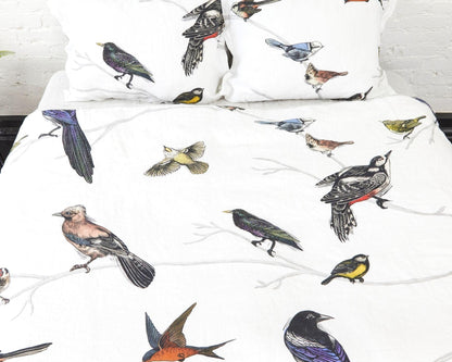European Linen Duvet Cover Set | Fugle Print