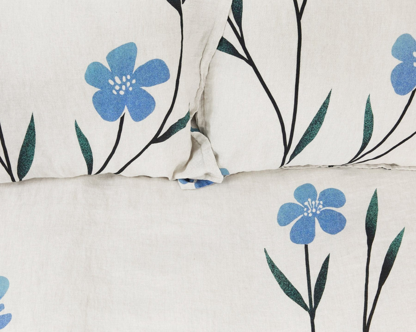European Linen Pillowcases | Hørblomst Print on Natural Linen