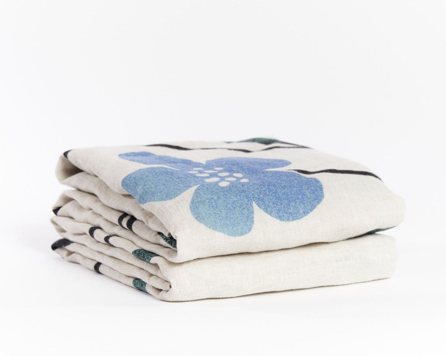 European Linen Pillowcases | Hørblomst Print on Natural Linen