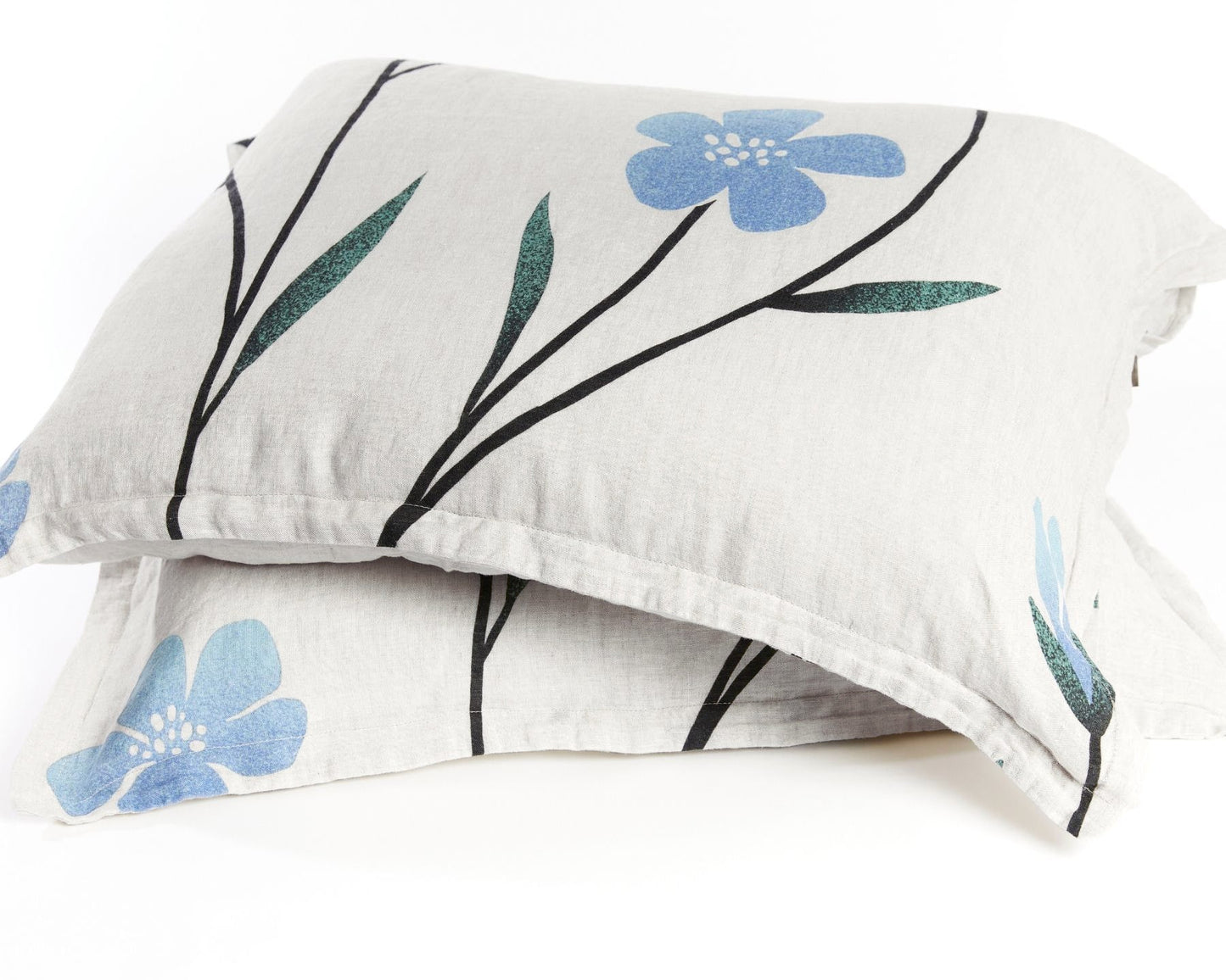 European Linen Pillowcases | Hørblomst Print on Natural Linen
